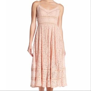 Peach Lace Midi Dress, Size Medium, NWT